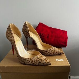 Christian Louboutin Brown Snakeskin Heels worn only a few times